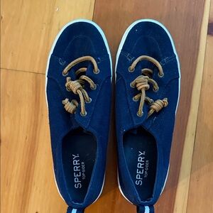 Sperry Dark Blue Canvas Shoes with Brown Laces